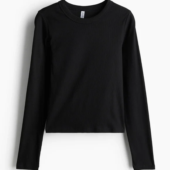 H&M Divided Black Long Sleeve T-Shirt - Size S - Essential Basic - Picture 5 of 14